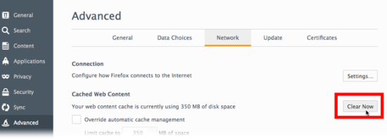 Clear Cache Firefox